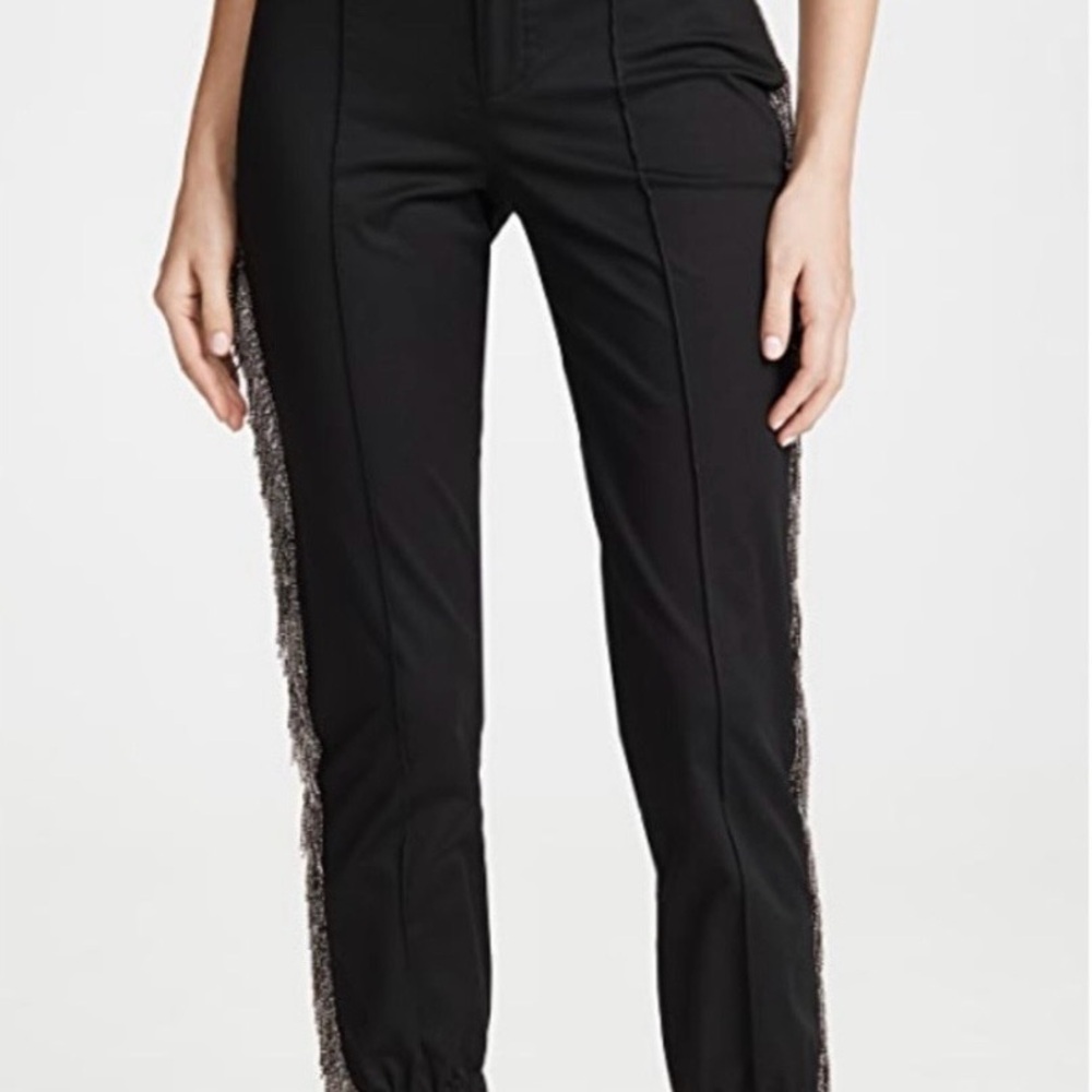 Le Superbe Alessio Pants Rhinestone fringe black pants size 8